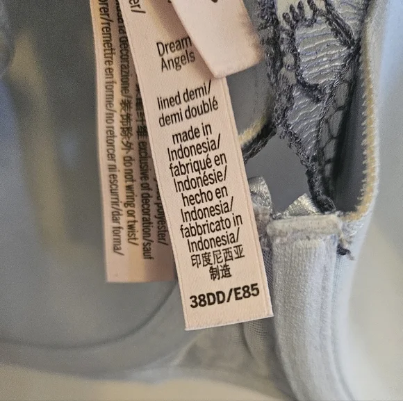 Victoria's Secret Dream Angels Blue Floral Lightly Lined Demi Bra Women 38DD - Picture 4 of 5